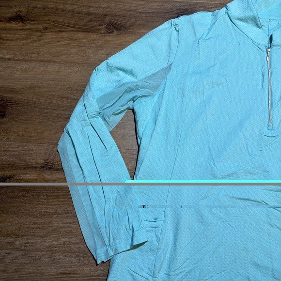 Ibkul Top Women XXL 1/4 Zip Shirt Vented Mesh Arms Blue Mock Long Sleeve Golf - Picture 2 of 11